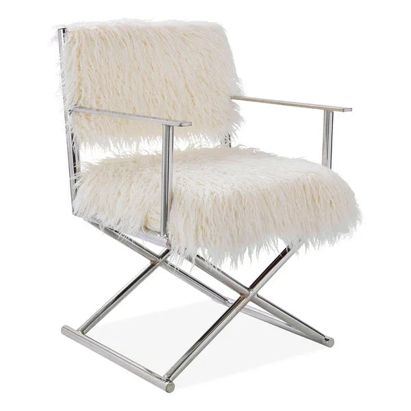 Faux Sheepskin Directors Chair-White *special* (Minimum Order: 2)