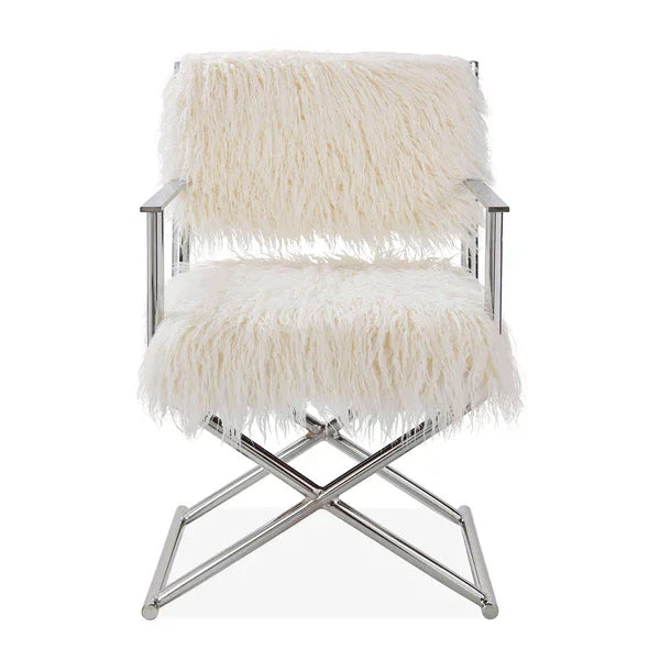 Faux Sheepskin Directors Chair-White *special* (Minimum Order: 2)