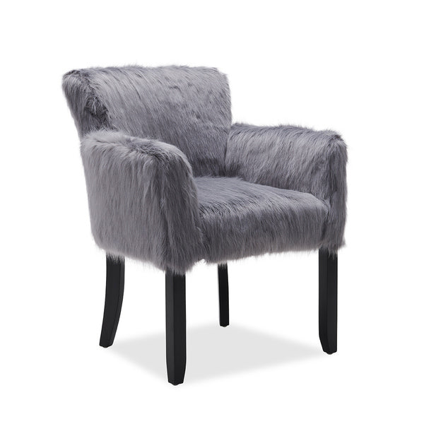 Heavy Shag Faux Sheepskin Tub Chair-Grey