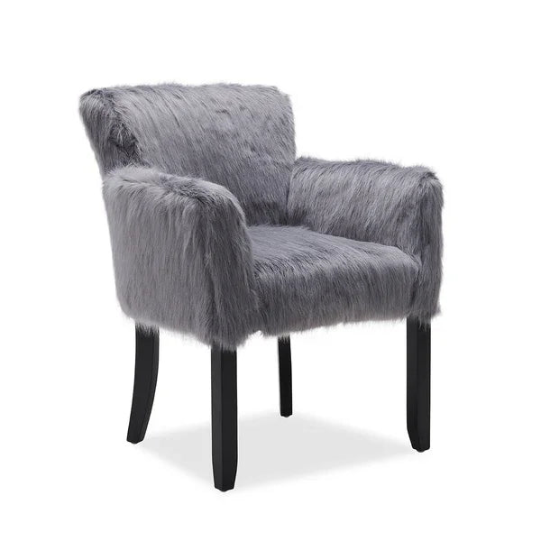 Heavy Shag Faux Sheepskin Tub Chair-Grey