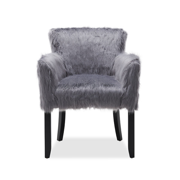 Heavy Shag Faux Sheepskin Tub Chair-Grey