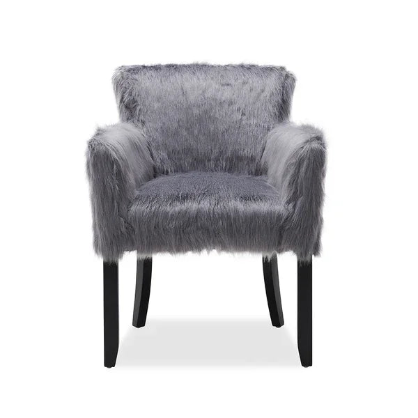 Heavy Shag Faux Sheepskin Tub Chair-Grey