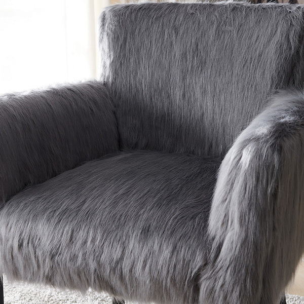 Heavy Shag Faux Sheepskin Tub Chair-Grey