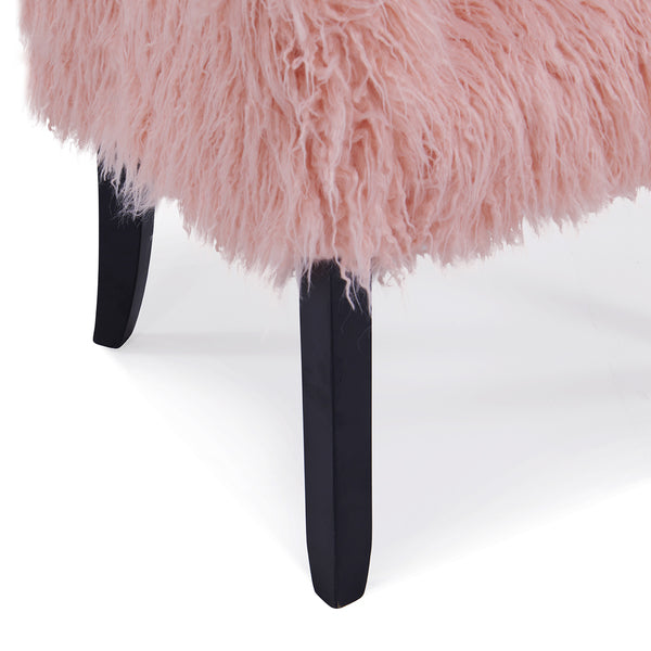 Heavy Shag Faux Sheepskin Tub Chair-Pink