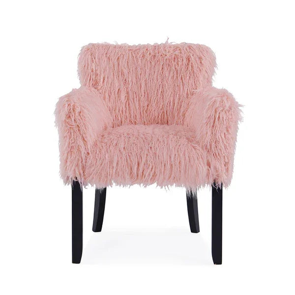 Heavy Shag Faux Sheepskin Tub Chair-Pink