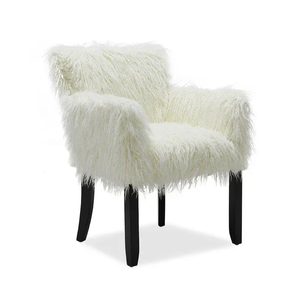 Heavy Shag Faux Sheepskin Tub Chair-White