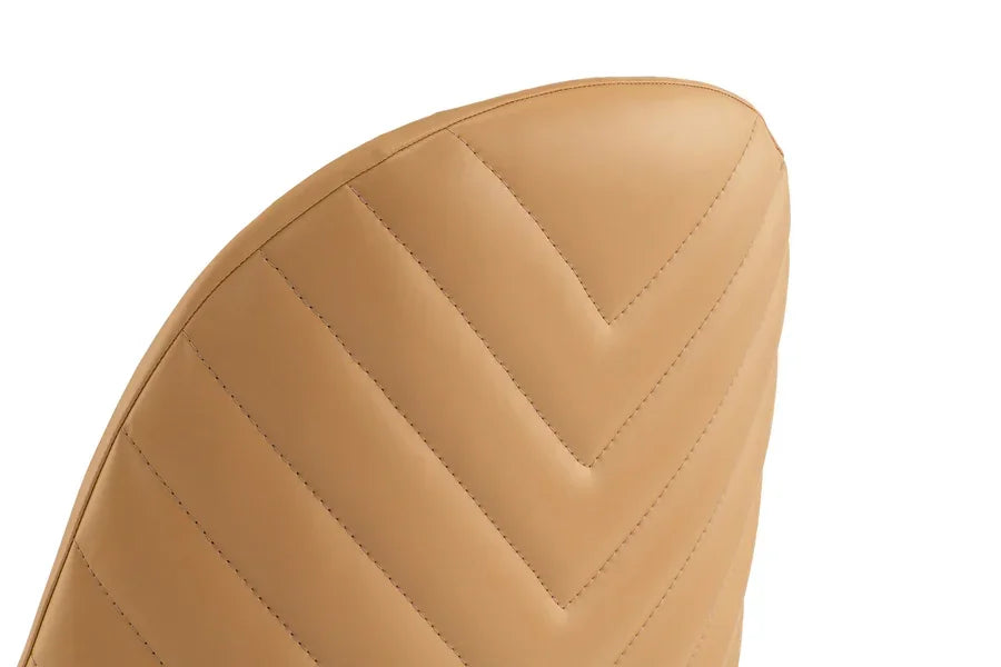 Tan faux leather dining chair backrest with chevron stitching detail