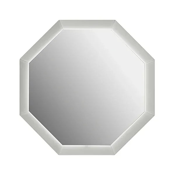 Octagonal wall mirror with beveled glass edge on white background