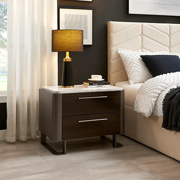 Gianni 2 Drawer End Table - Dark Oak