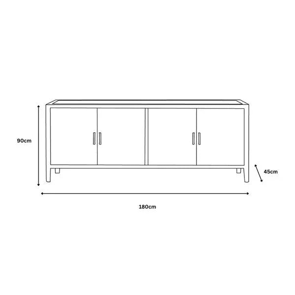 Four door sideboard furniture dimensions 180cm wide, 90cm high, 45cm deep