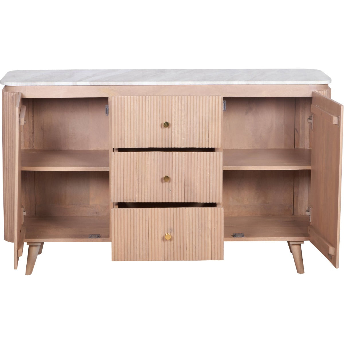 Extra large Ashford sideboard with natural marble top and mango wood body