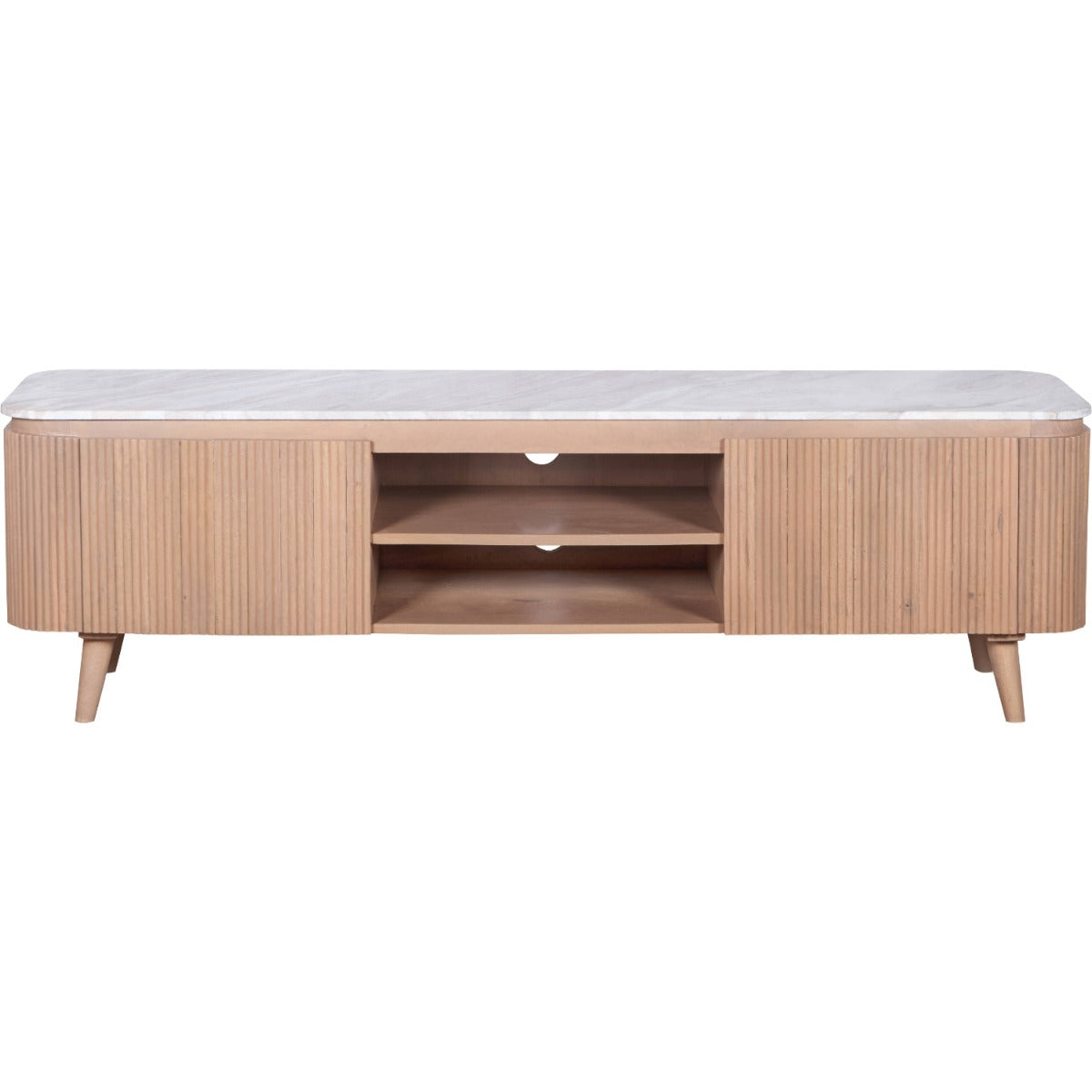 Ashford large TV cabinet made of natural marble and mango wood