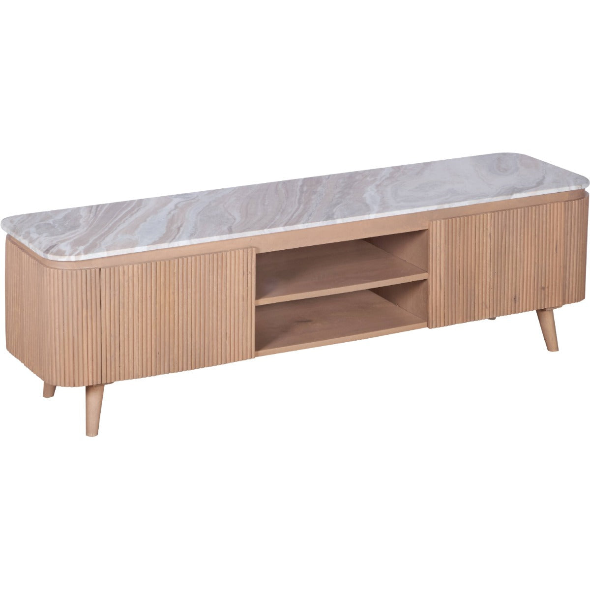 Ashford large TV cabinet made of natural marble and mango wood