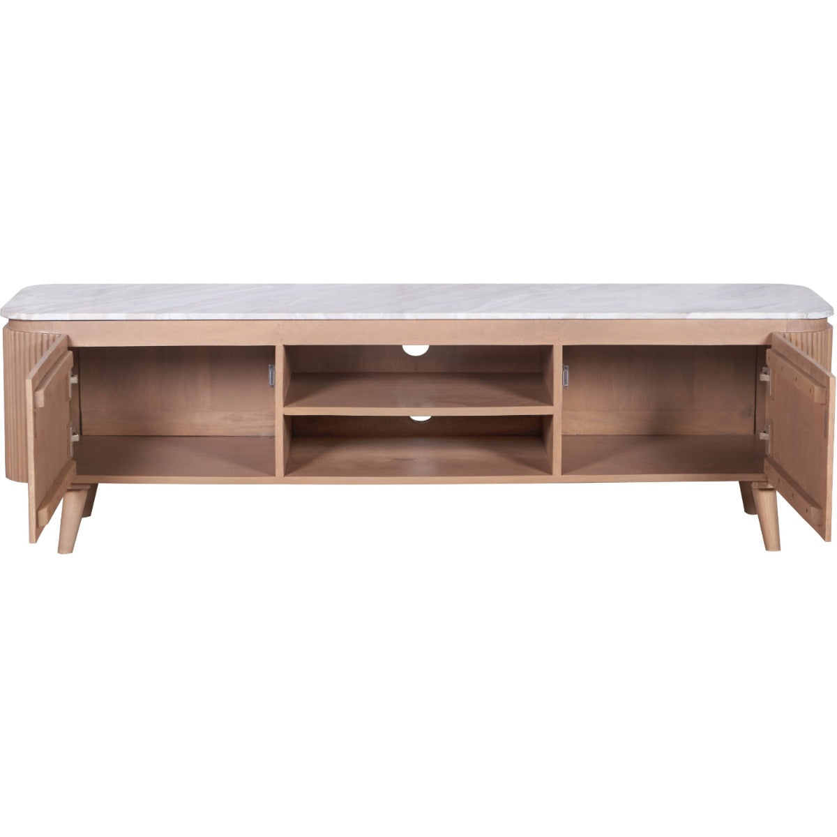 Ashford large TV cabinet made of natural marble and mango wood