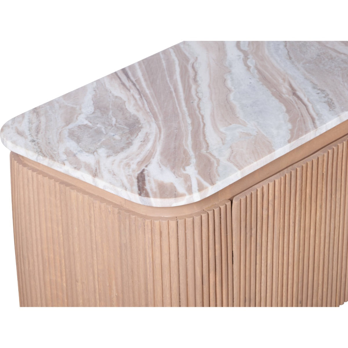 Ashford large TV cabinet made of natural marble and mango wood
