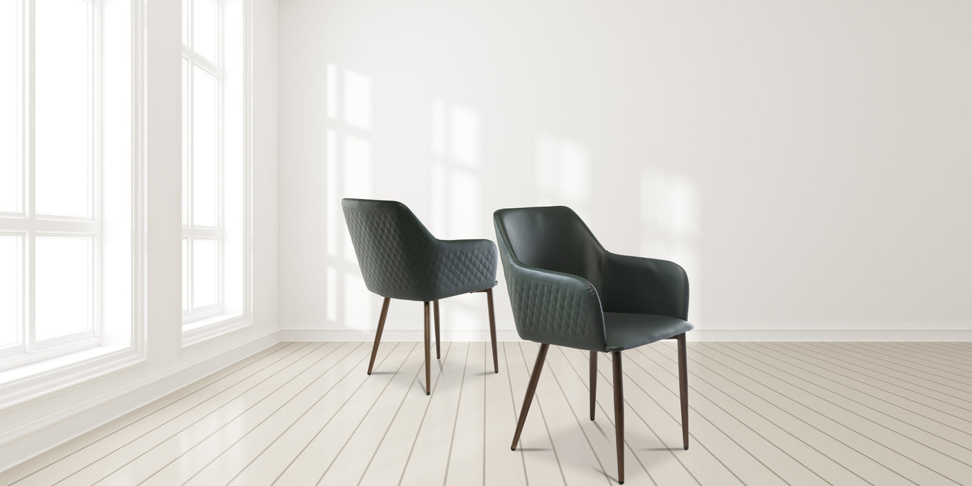 Elegant Dark Green Dining Chair with Brushed Brass Legs
