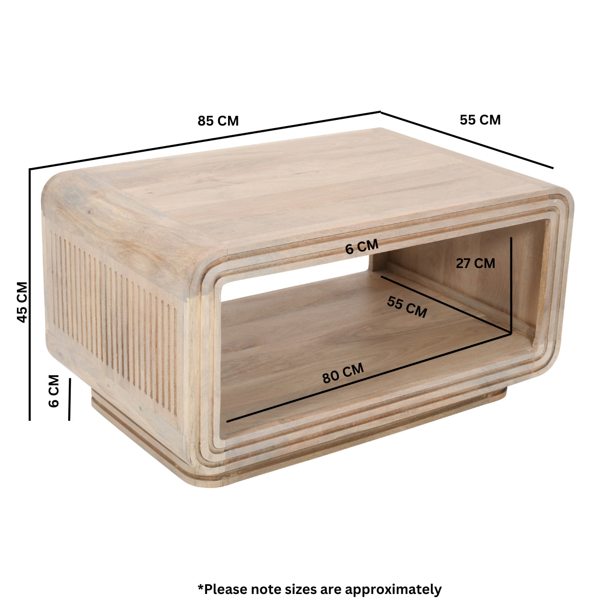 Hudson Coffee Table made from handcrafted mango wood