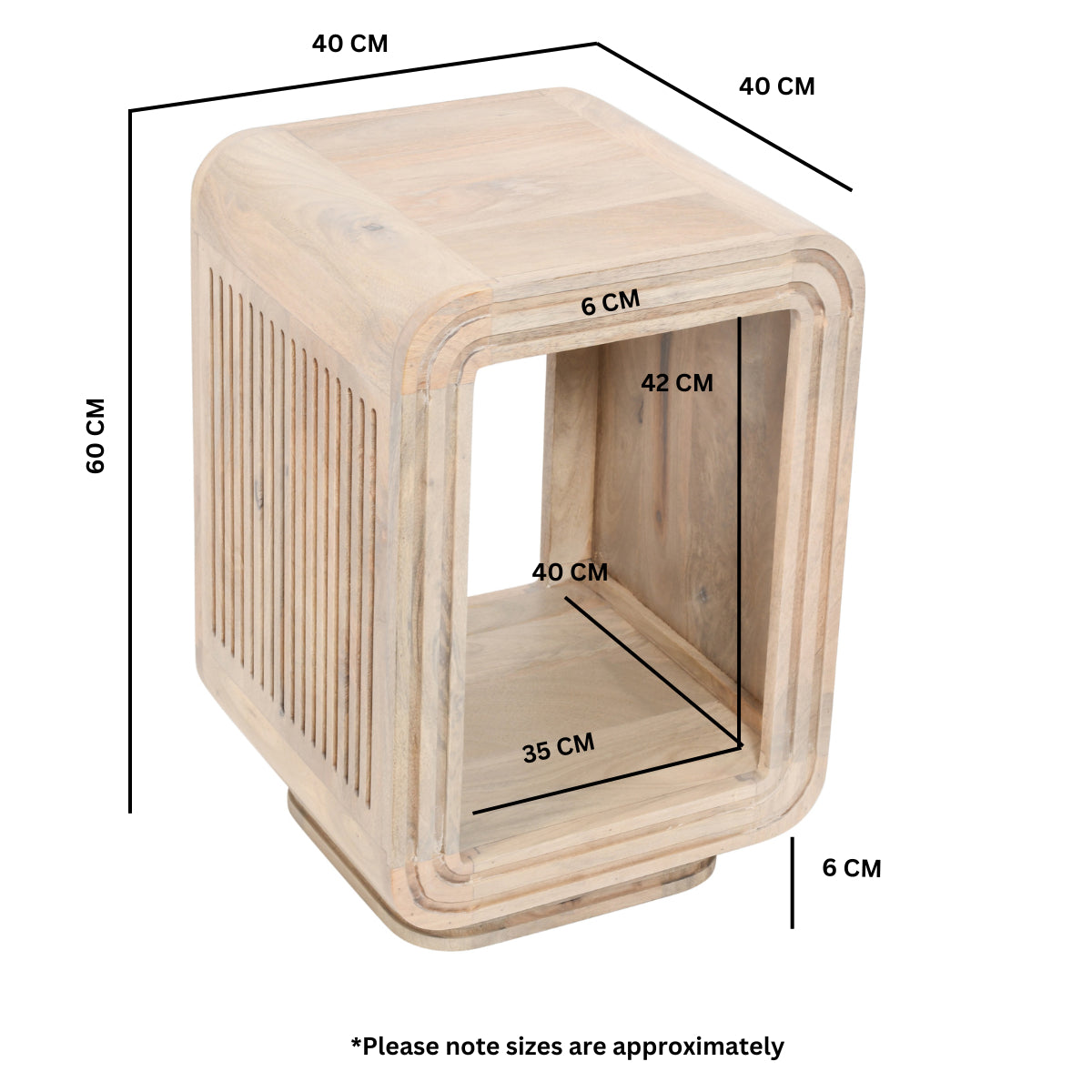 Handcrafted Hudson carved mango wood side table with intricate design