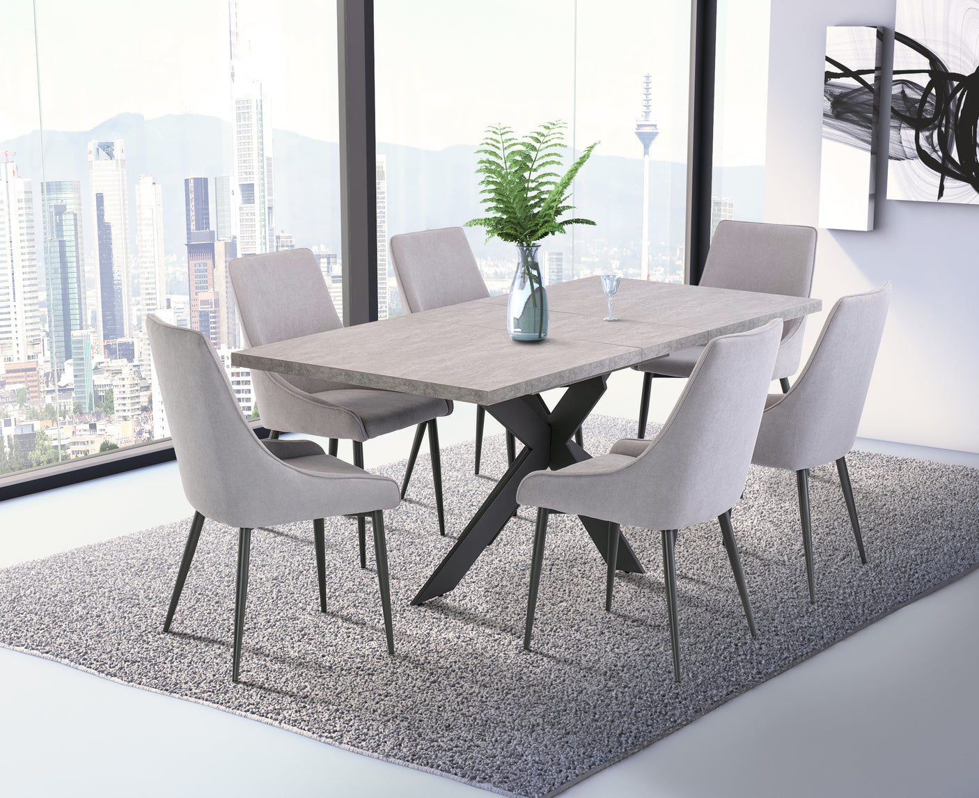 Stylish Grey Fabric Dining Chair with Grey Legs for Modern Homes