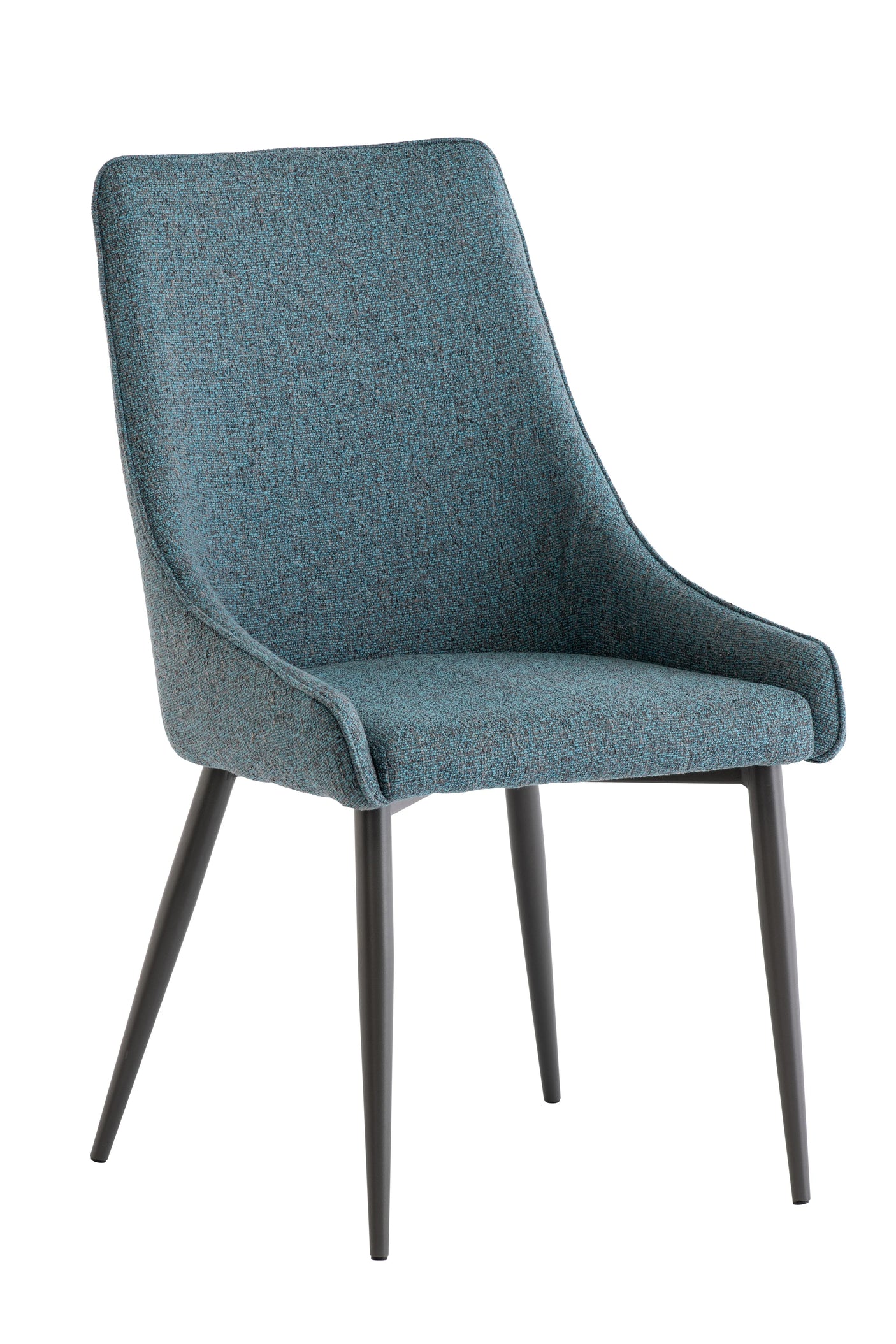 Stylish Teal and Grey Fabric Dining Chair with Grey Legs