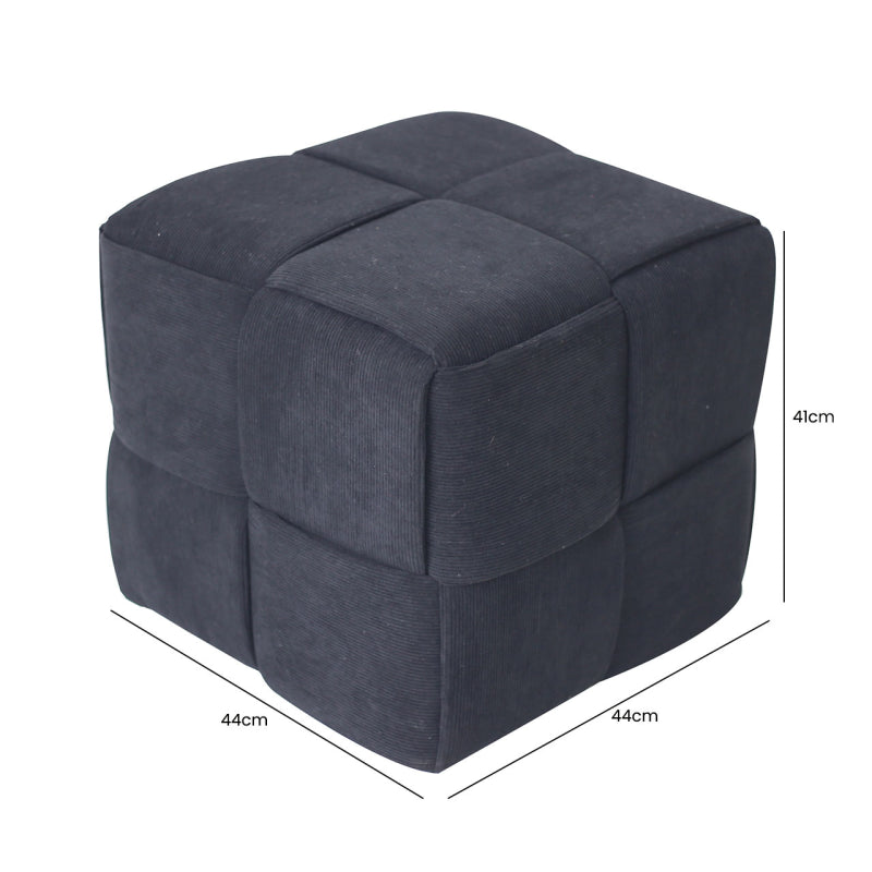 Black Velvet Square Woven Ottoman