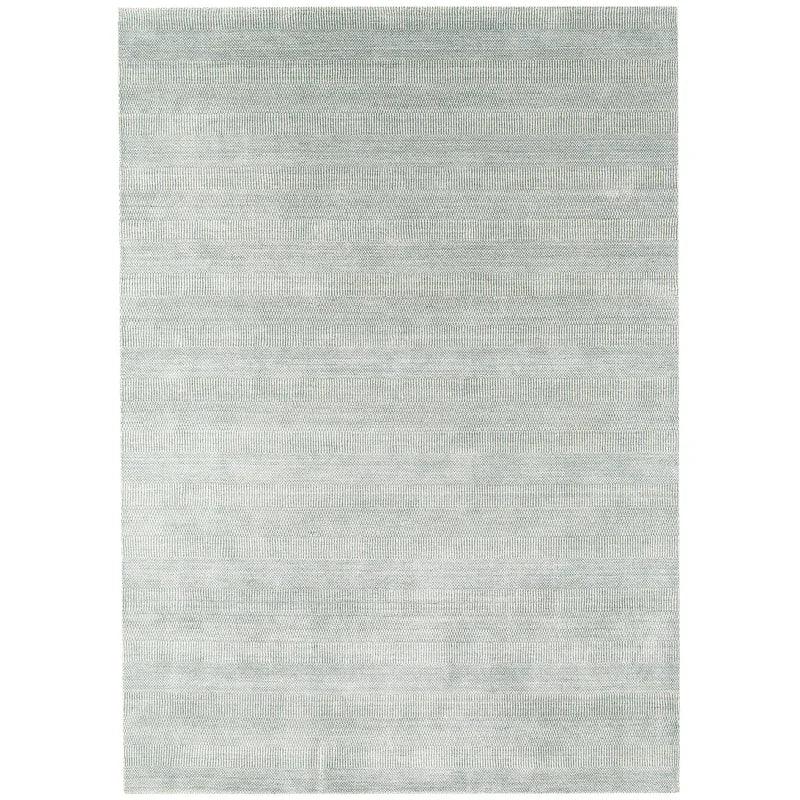 Light grey area rug with subtle horizontal textured pattern, shown from above