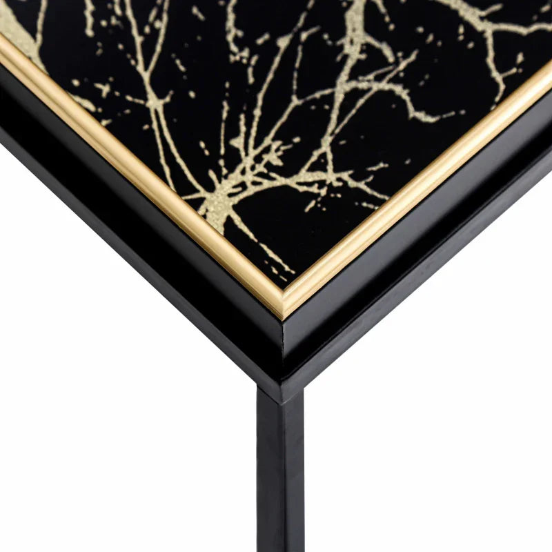 Black & Gold Metal Coffee Table with Tray