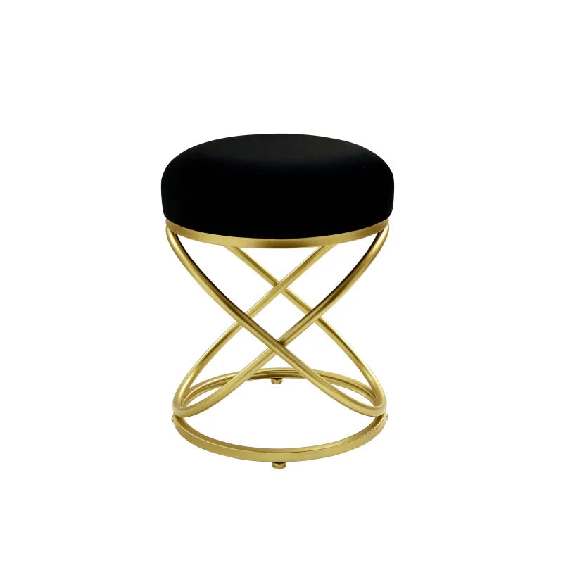 46cm Black Velvet Rizzo Stool with Gold Legs