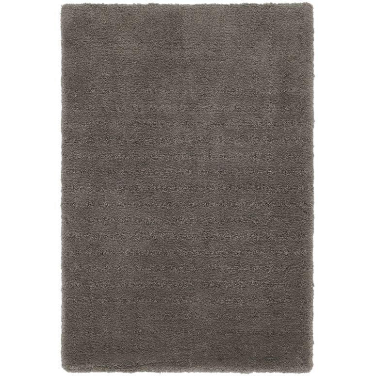 Large rectangular grey shaggy rug with soft pile texture