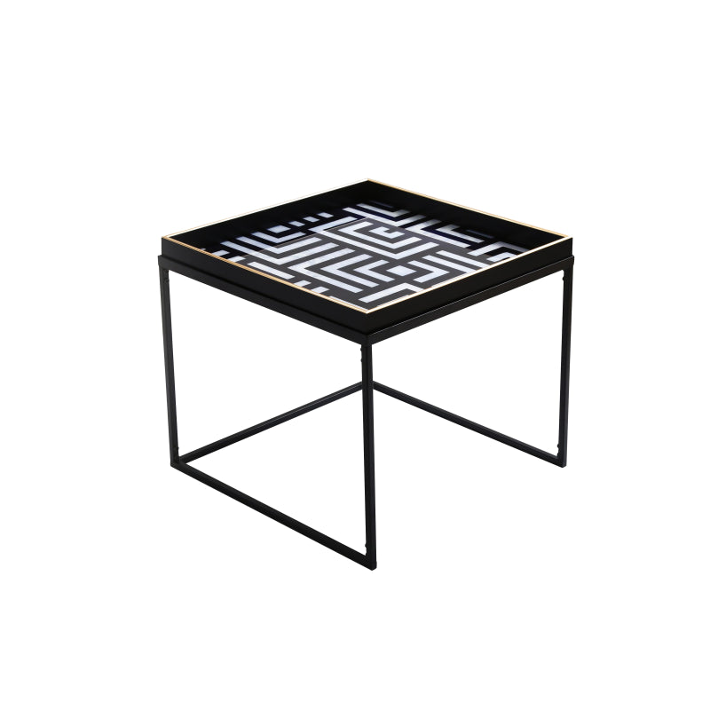 Black & White Metal Coffee Table with Tray
