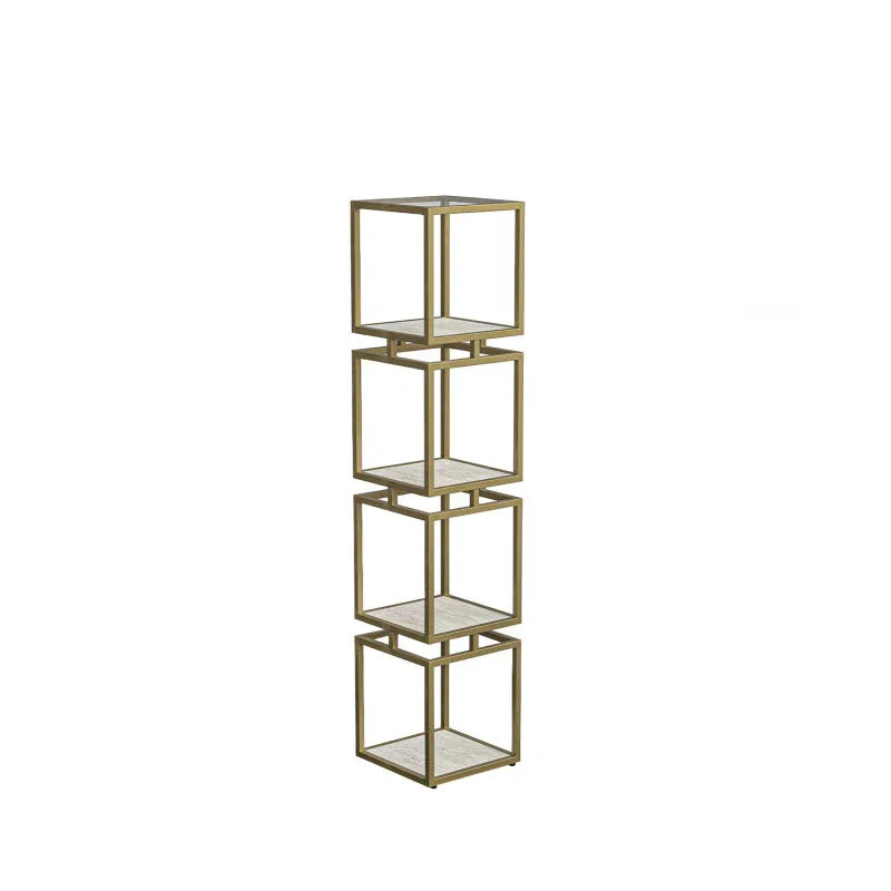 4-Tier Square Display Unit Cream and Gold