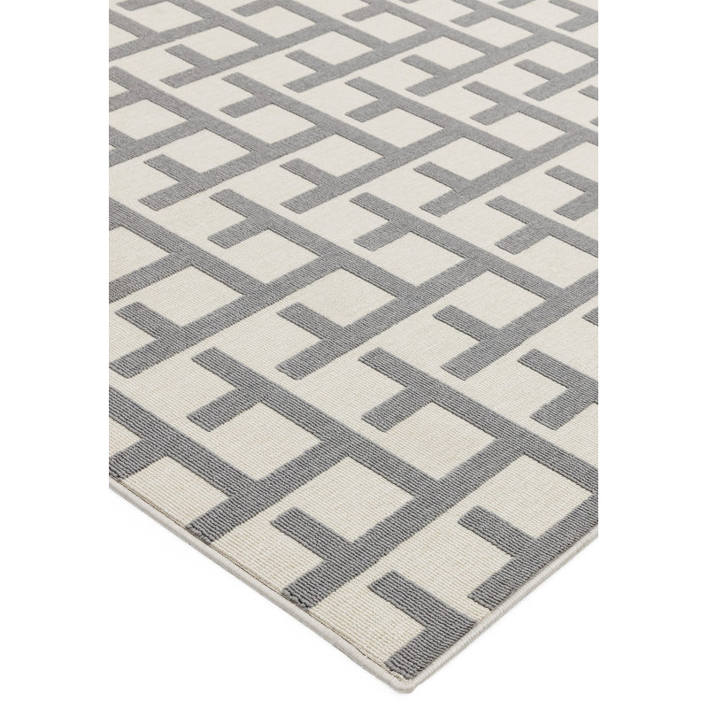 Antibes AN03 White/Grey Grid Rug - Image 3