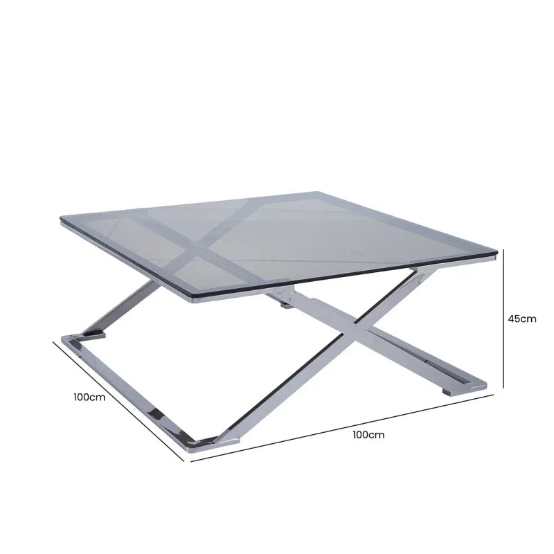 Axel Grey Gunmetal Coffee Table with Smoke Glass Top