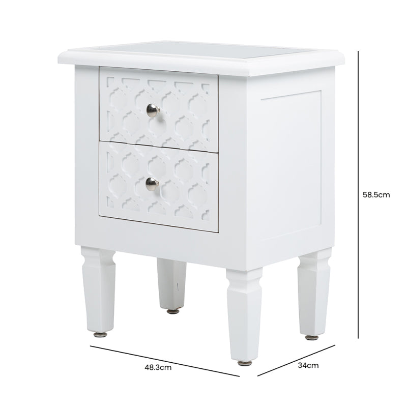 Casablanca White 2-Drawer Bedside Cabinet - DSP