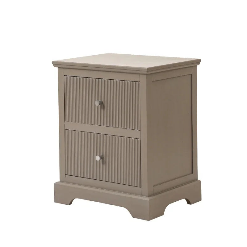 Lindon 2 Drawer Bedside Cabinet Taupe with Nickel Handles