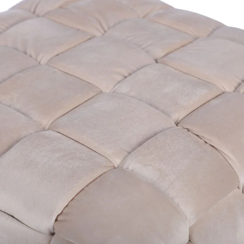 Dark Cream Velvet Woven Ottoman