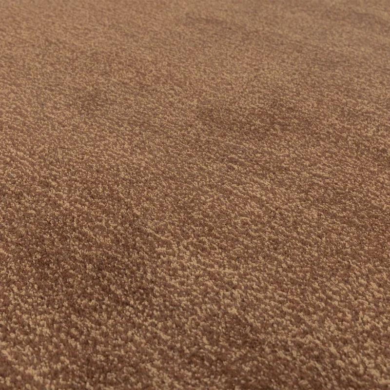 Close view of brown textured carpet flooring