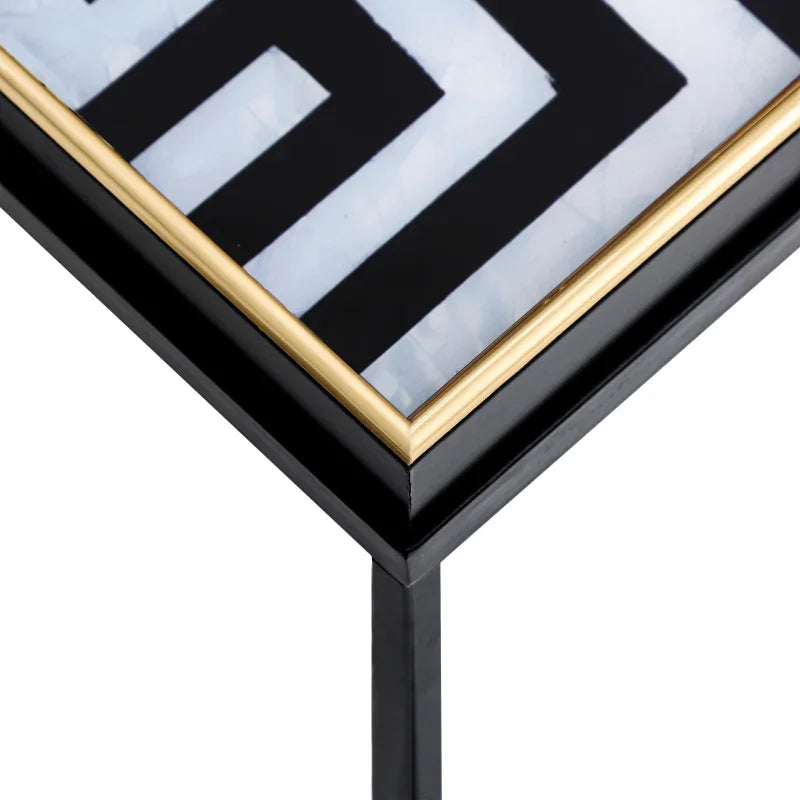 Black & White Metal Coffee Table with Tray