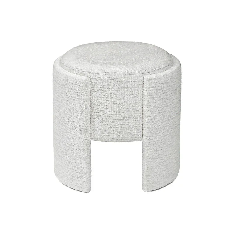43cm Ivory Chenille Round Stool