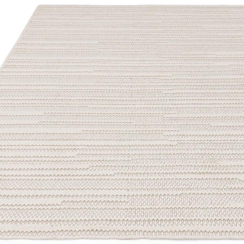 Cream woven area rug with textured horizontal stripe pattern