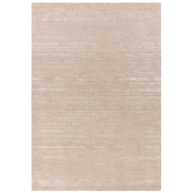Beige textured area rug with subtle horizontal stripe pattern