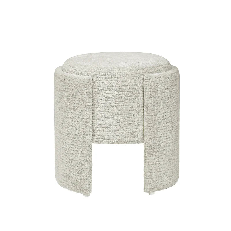 43cm Taupe Chenille Round Stool