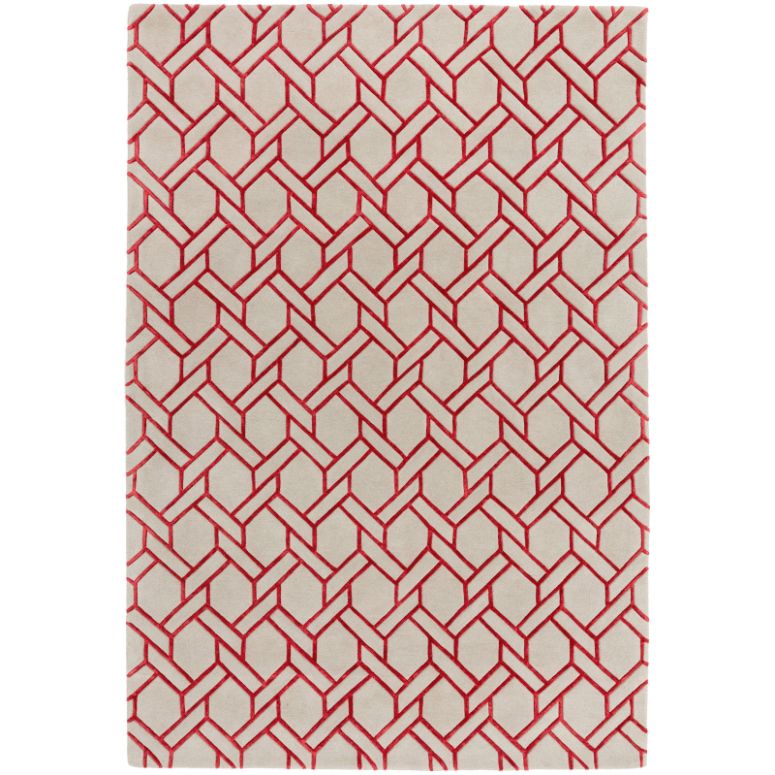 Nexus Fine Lines Silver/Red Rug - Image 1