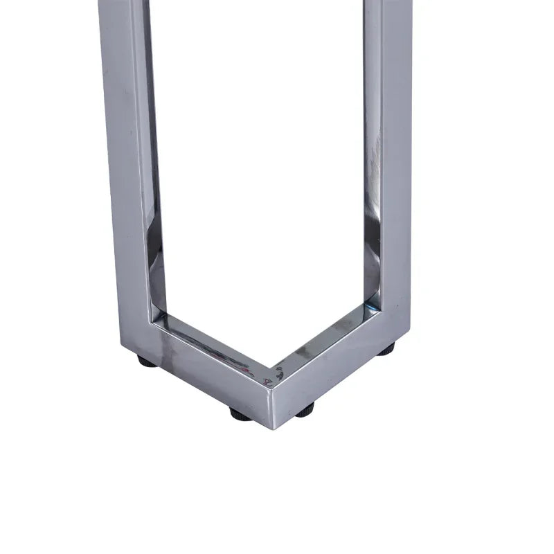 Aamari Grey Gunmetal Console Table with White Faux Marble Glass Top - KD