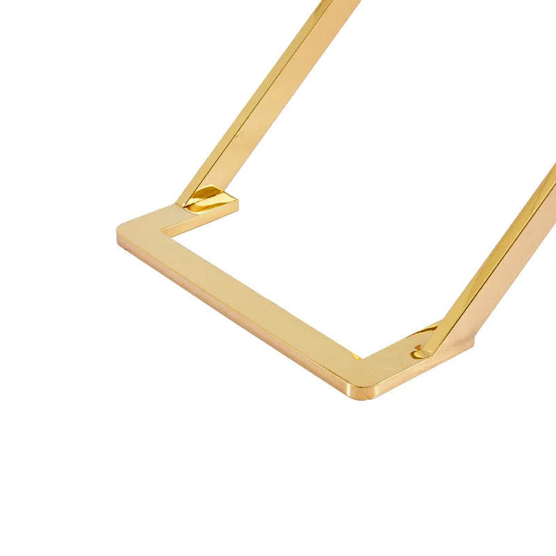 Axel Gold Metal Console Table with Clear Glass Top