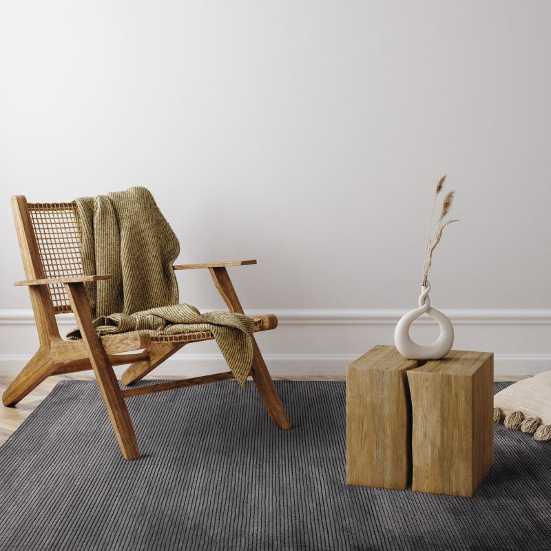 Kuza Plain Stripe Charcoal Rug