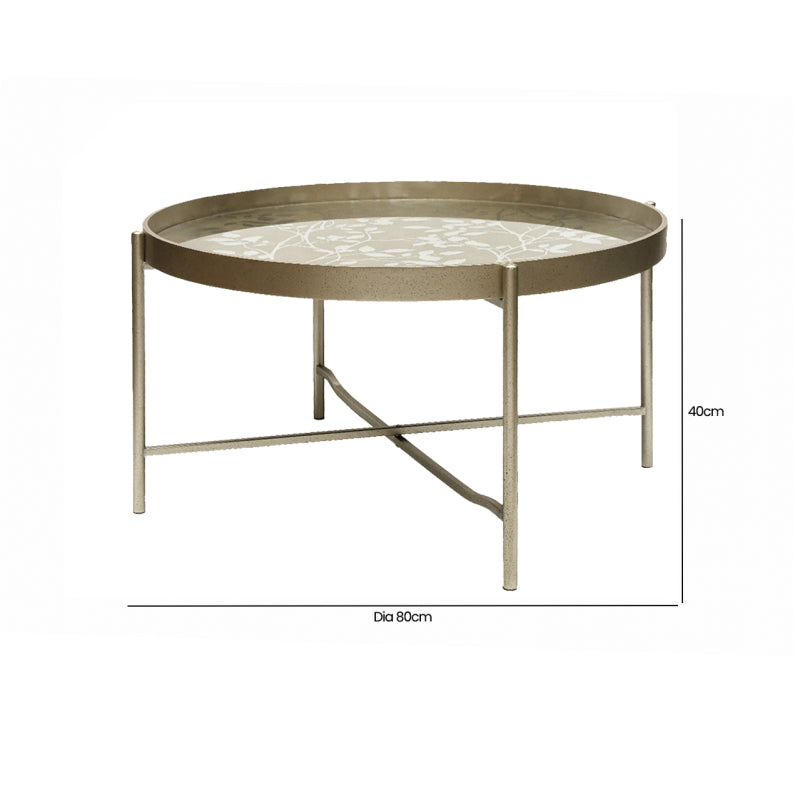 40cm Champagne Coffee Table with Leaves Design KD Legs