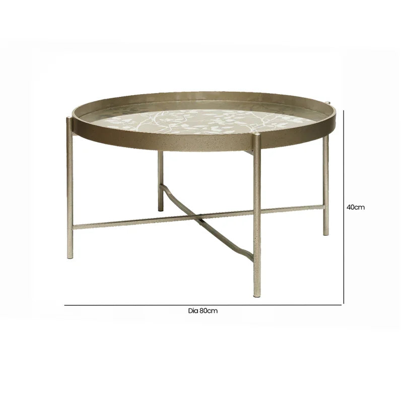 40cm Champagne Coffee Table with Leaves Design KD Legs