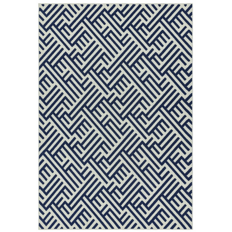 Antibes AN04 Blue/White Linear Rug - Image 1