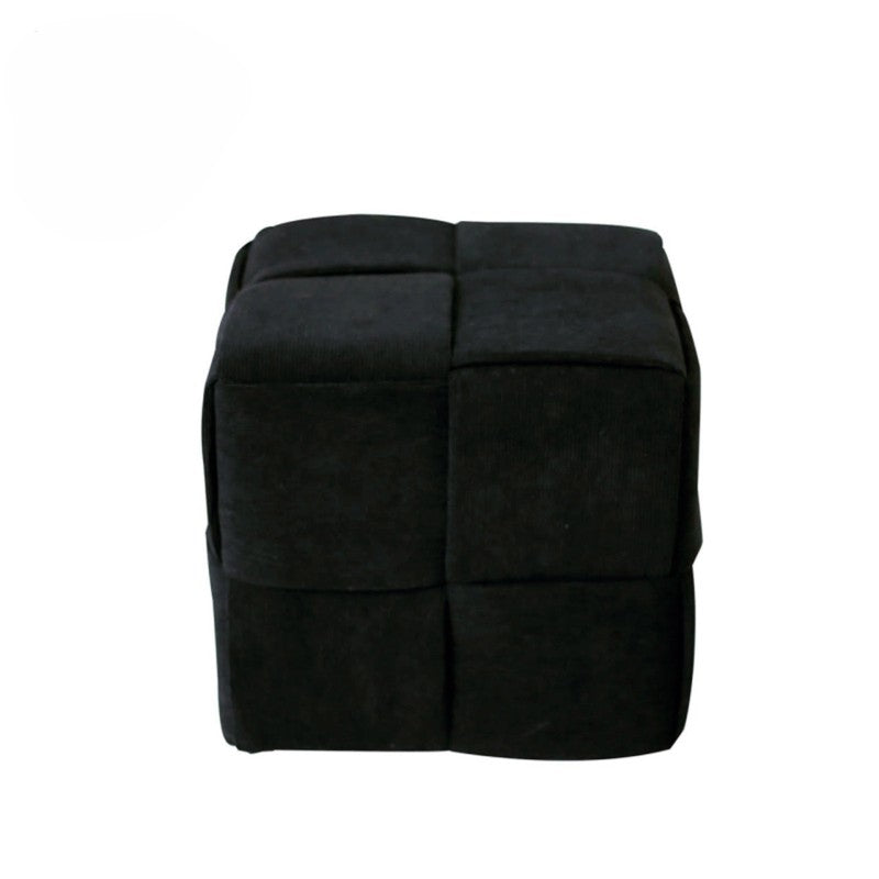 Black Velvet Square Woven Ottoman